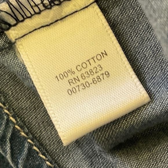 Christopher & Banks XL Western Blue Beaded Detail Shirt Roll Tab Sleeve - Picture 8 of 8